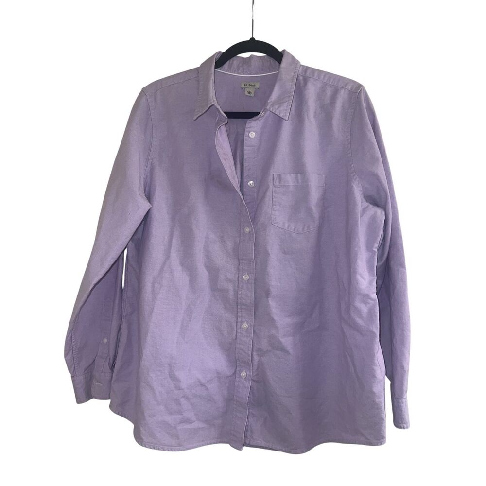 ✨L.L.Bean Organic Cotton Button-Down Lavender Sz Large Shirt✨ - Picture 2 of 9